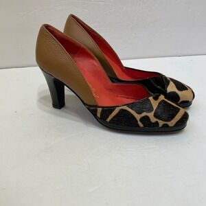 FRANCO POLINI LEATHER PUMPS WITH CALF HAIR ACCENT